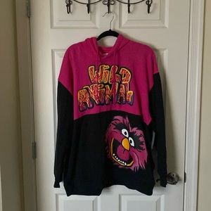 NWT Disney Parks Muppets Wild Animal Cozy Hoodie Black and Pink Size XL